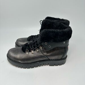 Pajar Women's Penny Faux Fur Pewter Metallic Black Winter snow Boots SZ 40  US 9